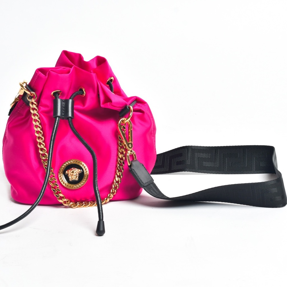 Versace Fuchsia Crossbody Bag with Gold Accents